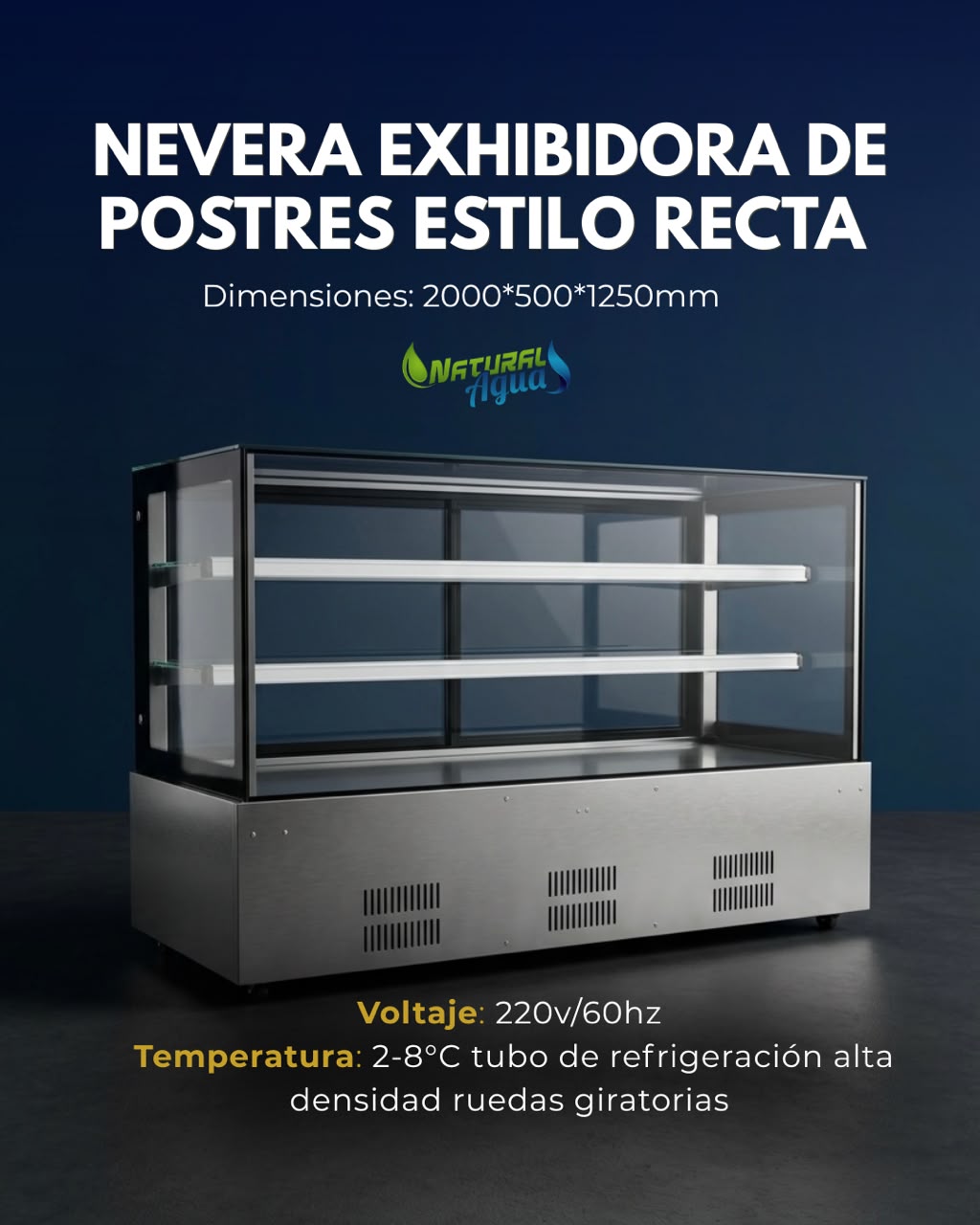 Nevera Exhibidora de Postres Estilo Recta