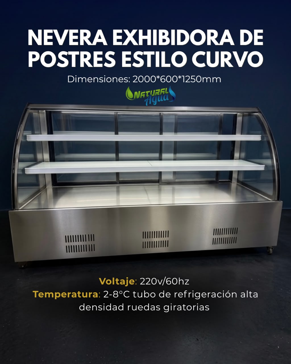 Nevera Exhibidora de Postres Estilo Curvo